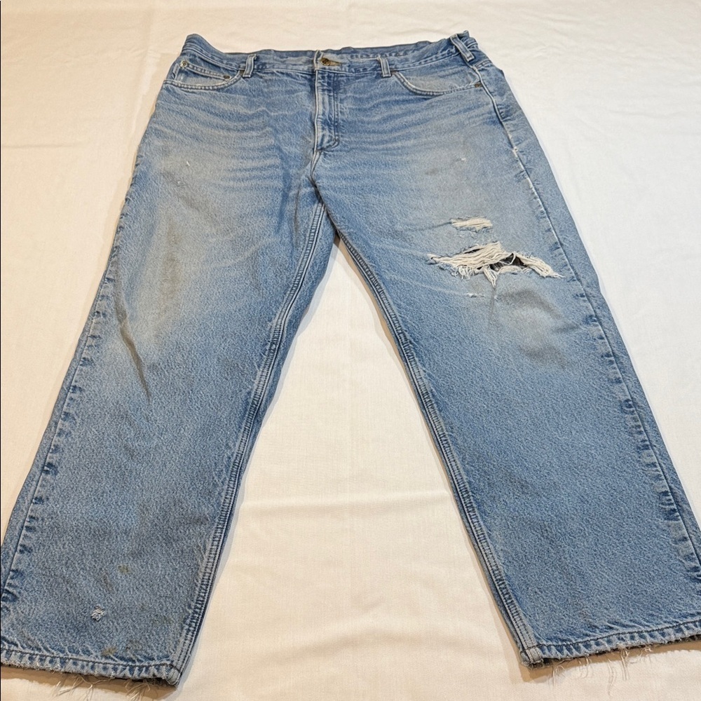 Carhartt Men's Lined Worn Work Blue Jeans Bundle of 2